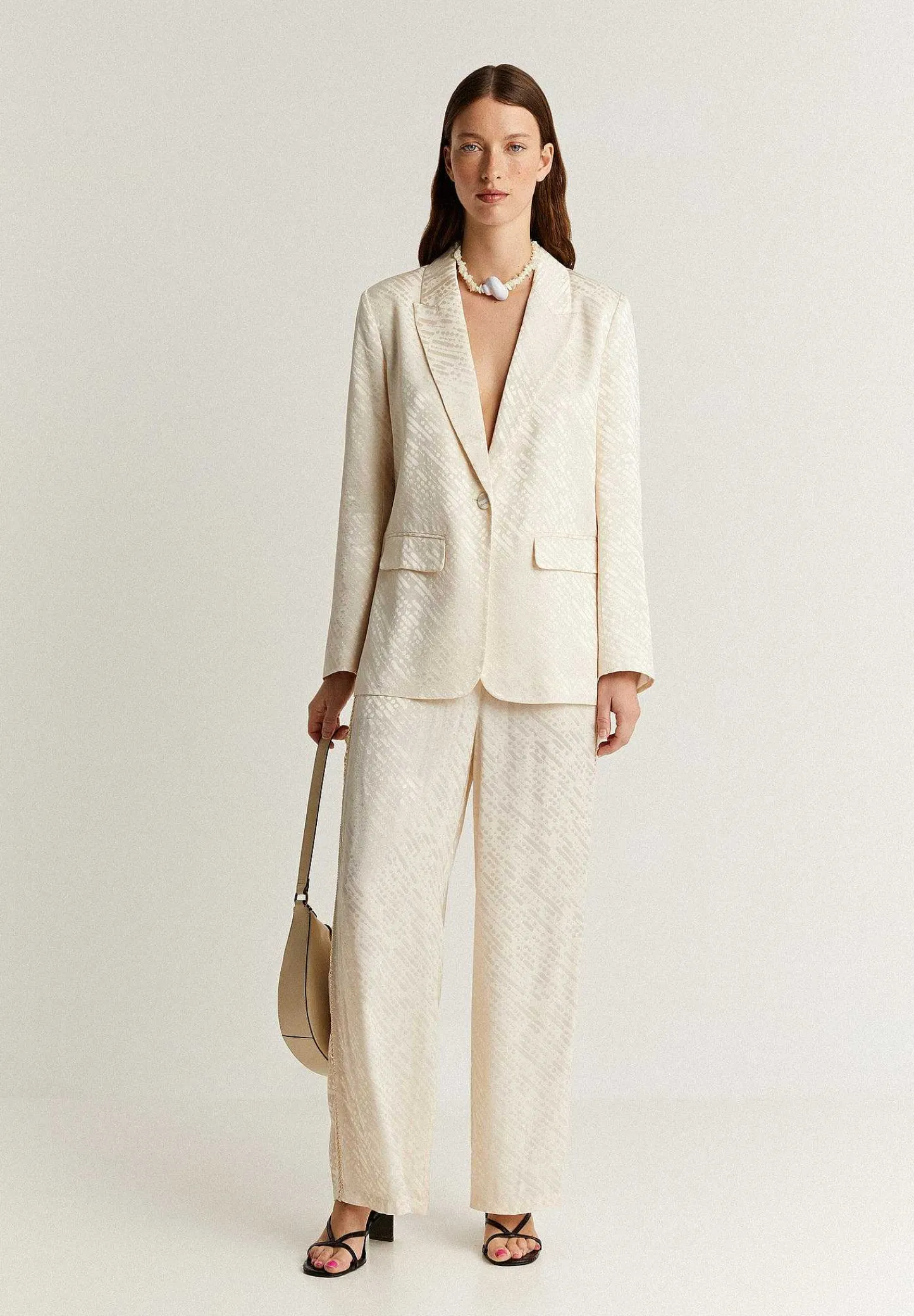 Online Scalpers Blazer Jacquard Detalle Tira Trenzada