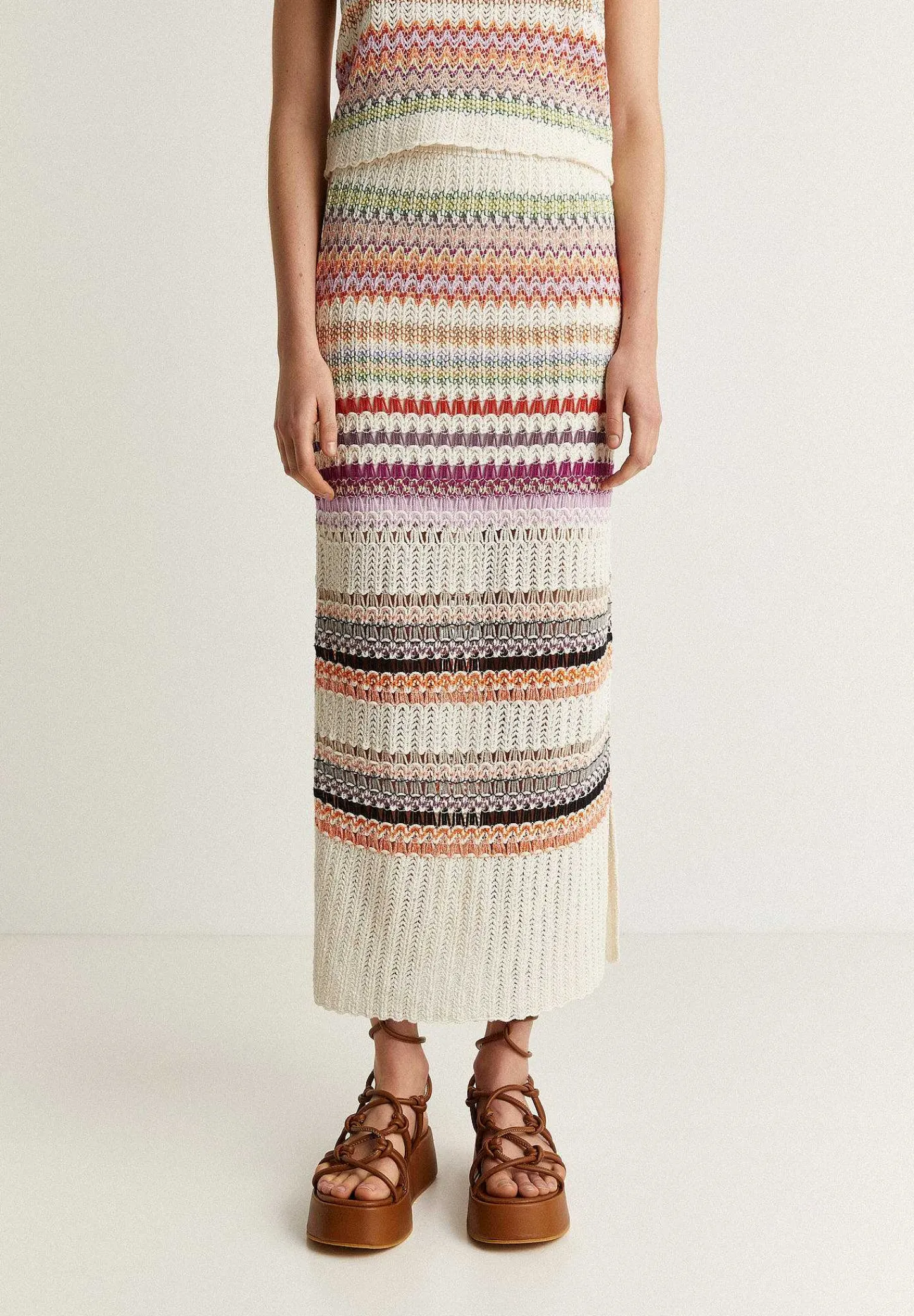 Cheap Scalpers Falda Midi Crochet Rayas